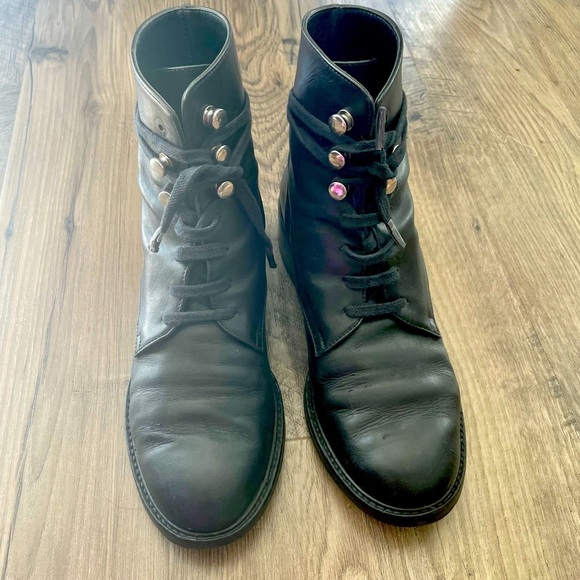 GUC preloved Italian made all leather combat booties - Picture 2 of 5